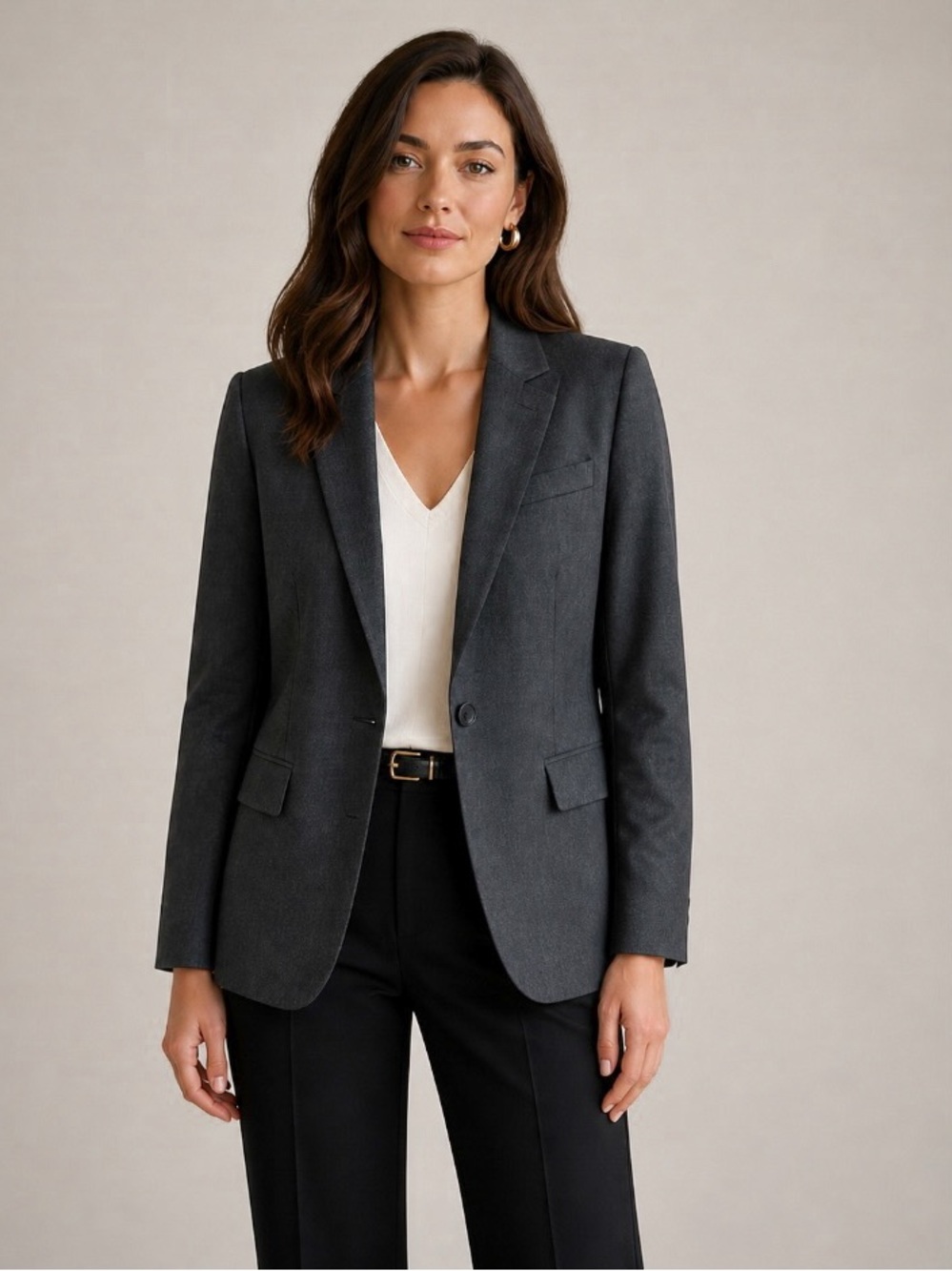 G Label by Goop GWYN Wool Blazer Womens 4 Charcoal Gray Tailored Jacket